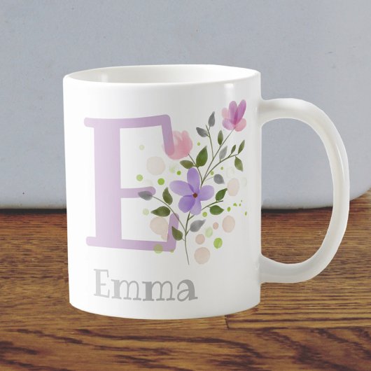 Eerste Initiaal Plus Naam Emma met Bloemen Koffiemok