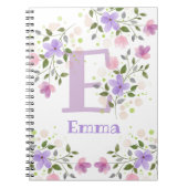 Eerste Initiaal Plus Naam Emma met Bloemen Notitieboek (Voorkant)
