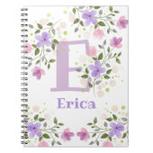 Eerste Initiaal plus naam Erica met bloemen Notitieboek (Voorkant)