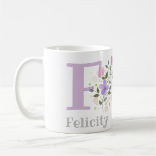 Eerste Initiaal plus naam Felicity met Flowers Koffiemok
