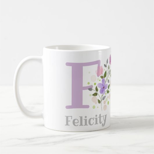 Eerste Initiaal plus naam Felicity met Flowers Koffiemok (Links)