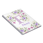 Eerste initiaal plus naam Flora met bloemen Notitieboek (Rechterzijde)