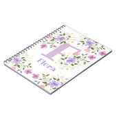 Eerste initiaal plus naam Flora met bloemen Notitieboek (Linkerzijde)