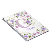 Eerste Initiaal plus naam Gina met bloemen Notitieboek (Rechterzijde)