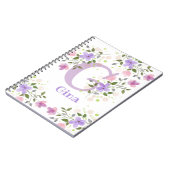 Eerste Initiaal plus naam Gina met bloemen Notitieboek (Linkerzijde)