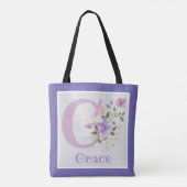 Eerste initiaal plus naam Grace met bloemen Tote Bag (Achterkant)