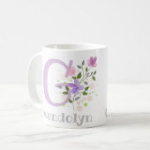 Eerste Initiaal plus naam Gwendolyn met bloemen Koffiemok (Voorkant links)