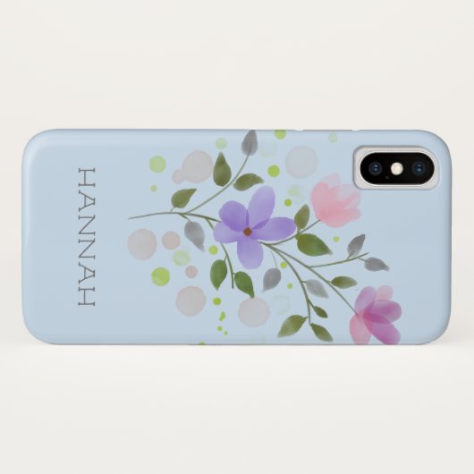 Eerste Initiaal plus naam Hannah met Flowers Case-Mate iPhone Case (Achterkant (horizontaal))