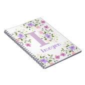 Eerste initiaal plus naam Imogen met bloemen Notitieboek (Rechterzijde)