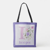 Eerste initiaal plus naam Imogen met bloemen Tote Bag (Achterkant)