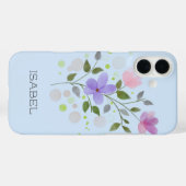 Eerste Initiaal plus Naam Isabel met Bloemen Case-Mate iPhone Case (Achterkant (horizontaal))