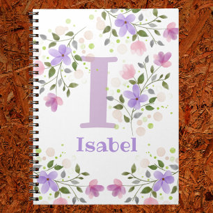 Eerste Initiaal plus Naam Isabel met Bloemen Notitieboek