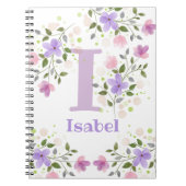 Eerste Initiaal plus Naam Isabel met Bloemen Notitieboek (Voorkant)