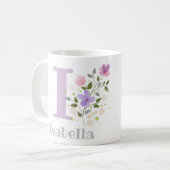 Eerste Initiaal plus naam Isabella met bloemen Koffiemok (Voorkant links)