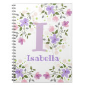 Eerste Initiaal plus naam Isabella met bloemen Notitieboek (Voorkant)