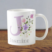 Eerste Initiaal plus naam Jasmine met bloemen Koffiemok