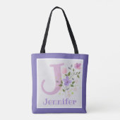 Eerste Initiaal plus naam Jennifer met bloemen Tote Bag (Achterkant)