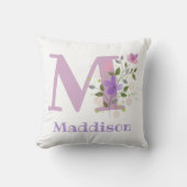 Eerste Initiaal plus naam met bloemen Kussen (Voorkant)