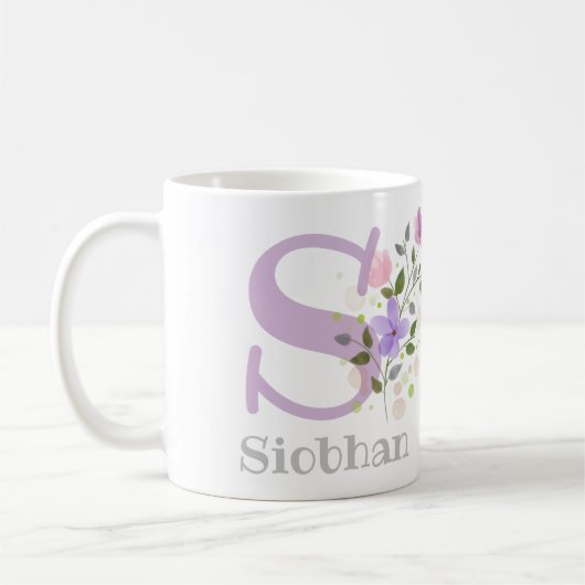 Eerste Initiaal plus voornaam met bloemen Koffiemok (Links)