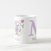 Eerste Initiaal plus voornaam met bloemen Koffiemok (Center)