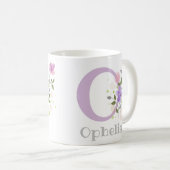 Eerste Initiaal plus voornaam met bloemen Koffiemok (Voorkant rechts)