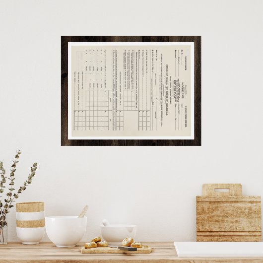 Eerste Inkomstenbelastingformulier 1040 van Amerik Poster (Keuken)