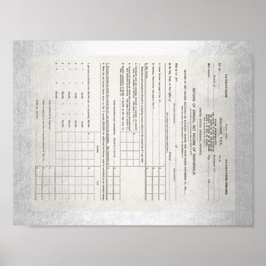 Eerste Inkomstenbelastingformulier 1040 van Amerik Poster (Voorkant)