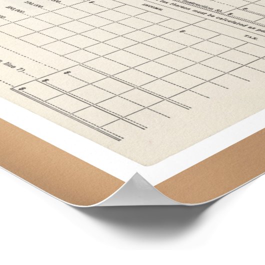 Eerste Inkomstenbelastingformulier 1040 van Amerik Poster (Hoek)