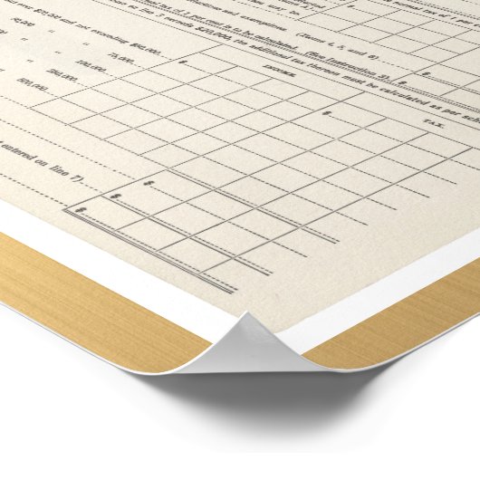 Eerste Inkomstenbelastingformulier 1040 van Amerik Poster (Hoek)