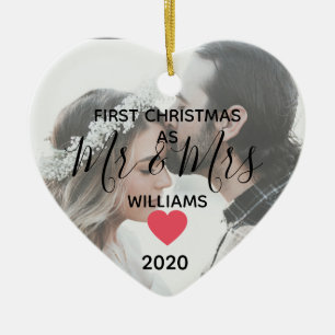 eerste jaar als de heer & mevrouw happy koppels fo keramisch ornament