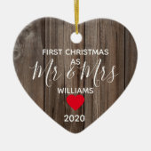 eerste jaar als de heer & mevrouw happy photokoppw keramisch ornament (Voorkant)