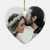 eerste jaar als de heer & mevrouw happy photokoppw keramisch ornament (Achterkant)