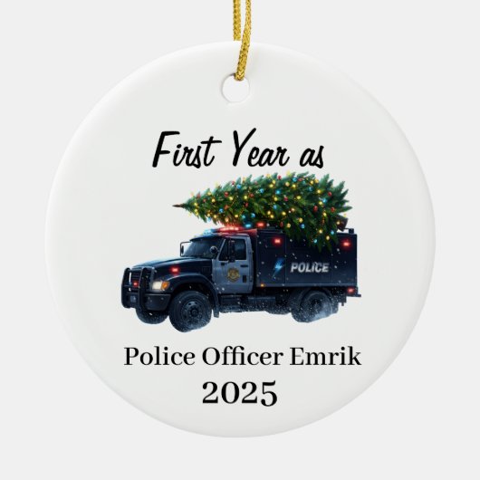 eerste jaar als politieagent keramisch ornament (Voorkant)