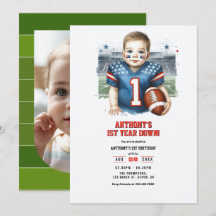 Eerste Jaar American Football 1e Verjaardagsfeest Kaart