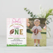 Eerste Jaar American Football Meisje 1e Verjaardag Kaart (Staand voorkant)