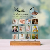 Eerste jaar Baby 12 maanden Verjaardag Fotocollage Acryl Bord (Neutraal)