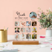 Eerste jaar Baby 12 maanden Verjaardag Fotocollage Acryl Bord (Huwelijk)