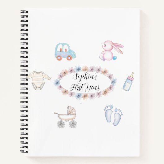 Eerste Jaar Baby - Een Zoete Notitieboek voor Moed (Voorkant)