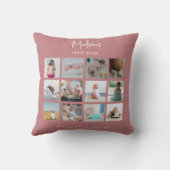 Eerste jaar baby fotosamenstelling Geboortegegeven Kussen (Achterkant)