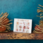 Eerste jaar Baby Girl 12 Foto Collage Fotoplaat (Zijkant)