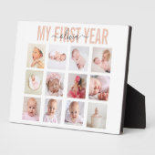 Eerste jaar Baby Girl 12 Foto Collage Fotoplaat (Zijkant)