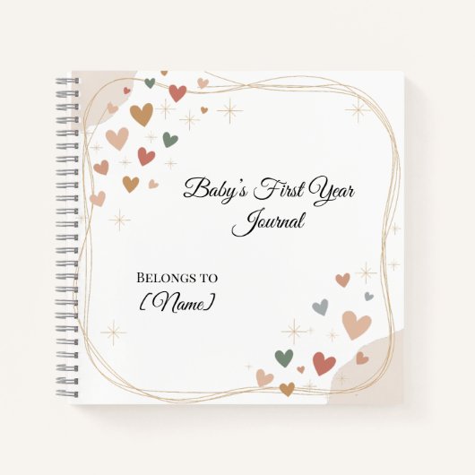 Eerste jaar Baby Journal | Gepersonaliseerd Notitieboek (Voorkant)