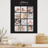 Eerste Jaar Baby Maandelijkse Foto Poster (Keuken)