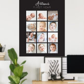 Eerste Jaar Baby Maandelijkse Foto Poster (Thuiskantoor)