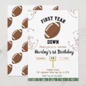 Eerste jaar down 1st Birthday Football Kaart (Voorkant / Achterkant)