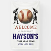 Eerste jaar Down Baseball 1e verjaardag Welkom Spandoek (Verticaal)
