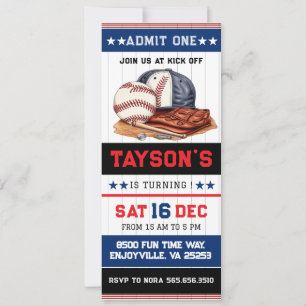 Eerste jaar Down Baseball Ticket 1e verjaardag dee Kaart