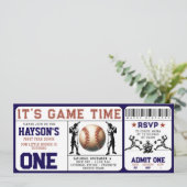 Eerste jaar Down Baseball Ticket 1e verjaardag Kaart (Staand voorkant)