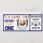 Eerste jaar Down Baseball Ticket 1e verjaardag Kaart (Voorkant)