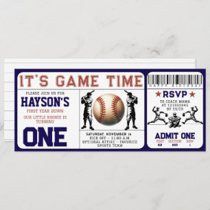 Eerste jaar Down Baseball Ticket 1e verjaardag Kaart